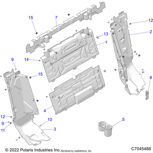 An Image of a Genuine Polaris Parts Schematic Diagram showing the schematic - BODY: REAR CLOSEOFF - 2022 POLARIS RZR PRO XP ULTIMATE ROCKFORD LE