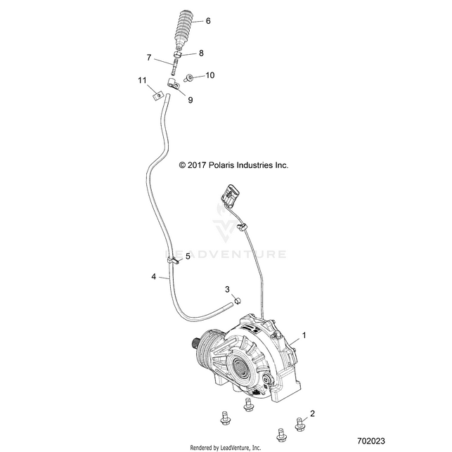 An Image of a Genuine Polaris Parts Schematic Diagram showing the schematic - DRIVE TRAIN: FRONT GEARCASE MOUNTING - 2019 POLARIS RZR XP 1000