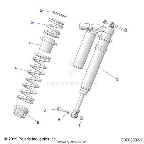 An Image of a Genuine Polaris Parts Schematic Diagram showing the schematic - SUSPENSION: FRONT SHOCK MOUNTING DELUXE - 2021 POLARIS RZR PRO XP ULTIMATE CA