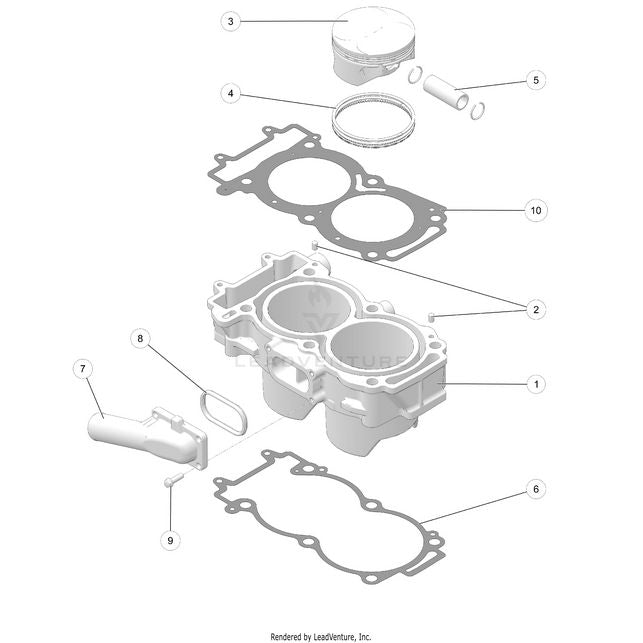 An Image of a Genuine Polaris Parts Schematic Diagram showing the schematic - ENGINE: CYLINDER AND PISTON - 2015 POLARIS RZR XP 1000