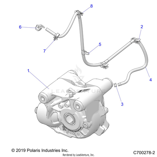 An Image of a Genuine Polaris Parts Schematic Diagram showing the schematic - DRIVE TRAIN: FRONT GEARCASE MOUNTING - 2020 POLARIS RZR TURBO S VELOCITY