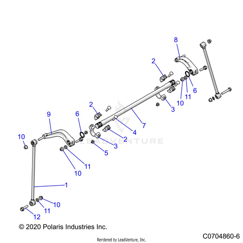 An Image of a Genuine Polaris Parts Schematic Diagram showing the schematic - SUSPENSION: REAR STABILIZER BAR - 2023 POLARIS RZR PRO R RIDE COMMAND