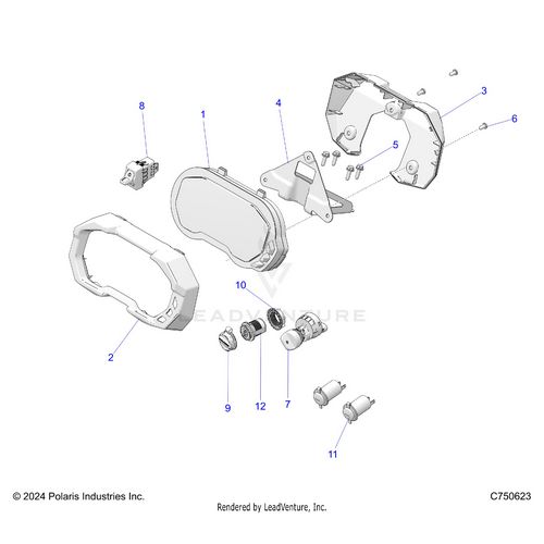An Image of a Genuine Polaris Parts Schematic Diagram showing the schematic - ELECTRICAL: DASH INSTRUMENTS CONTROLS & LIGHTING - 2025 POLARIS RZR PRO XP 4 SPORT