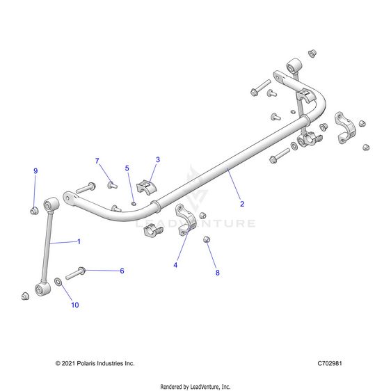 An Image of a Genuine Polaris Parts Schematic Diagram showing the schematic - SUSPENSION: REAR STABILIZER BAR - 2024 POLARIS RZR TURBO R ULTIMATE