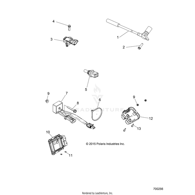 An Image of a Genuine Polaris Parts Schematic Diagram showing the schematic - ELECTRICAL: SENSORS ECU and CONTROL MODULES - 2016 POLARIS RZR 900/900 EPS