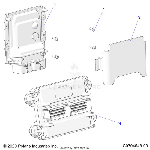 An Image of a Genuine Polaris Parts Schematic Diagram showing the schematic - ELECTRICAL: ECU AND RELATED - 2022 POLARIS RZR PRO R ULTIMATE