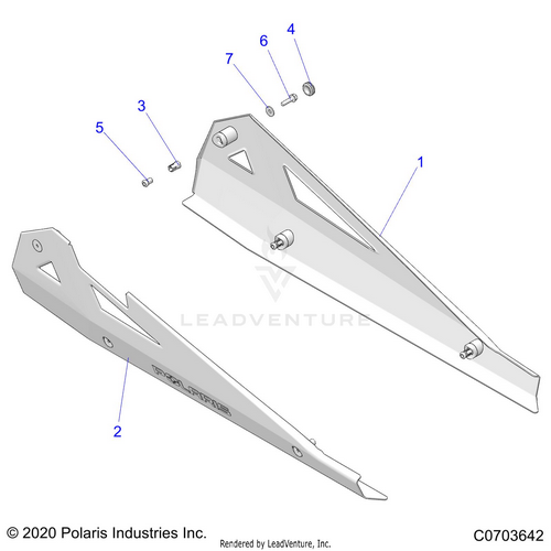 An Image of a Genuine Polaris Parts Schematic Diagram showing the schematic - ACCESSORY: ROCK SLIDER - 2021 POLARIS RZR XP 1000 TRAILS & ROCKS