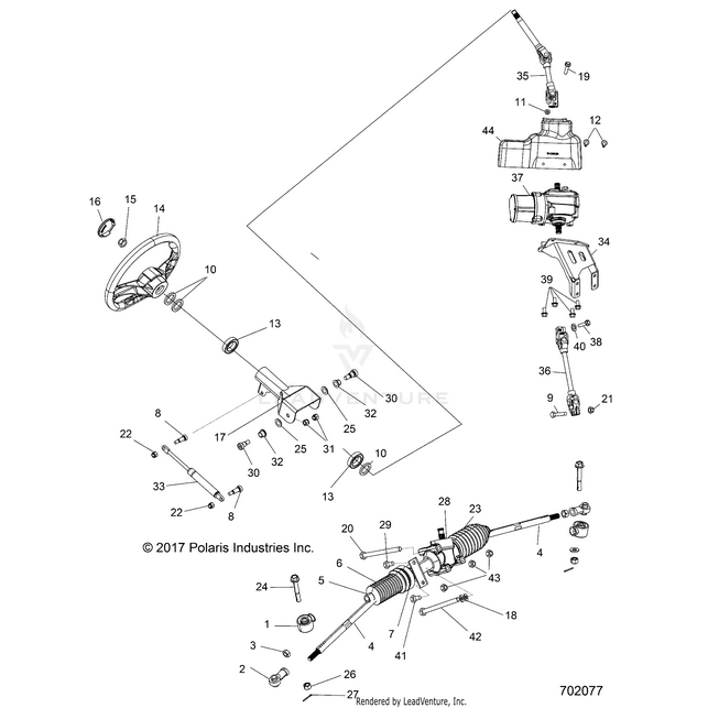 An Image of a Genuine Polaris Parts Schematic Diagram showing the schematic - STEERING: STEERING ASM. - 2018 POLARIS RZR 570 EPS