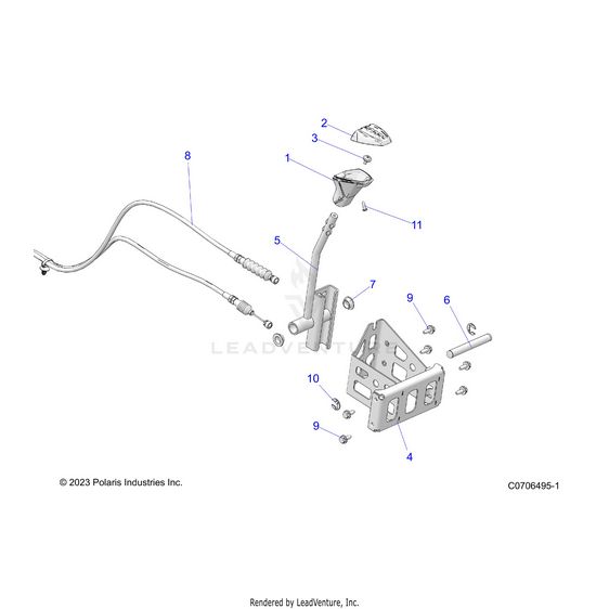 An Image of a Genuine Polaris Parts Schematic Diagram showing the schematic - DRIVE TRAIN: GEAR SELECTOR - 2023 POLARIS RZR PRO R 4 LV