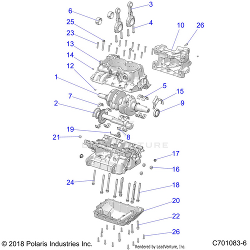 An Image of a Genuine Polaris Parts Schematic Diagram showing the schematic - ENGINE: CRANKCASE AND CRANKSHAFT - 2020 POLARIS RZR S 1000 EPS