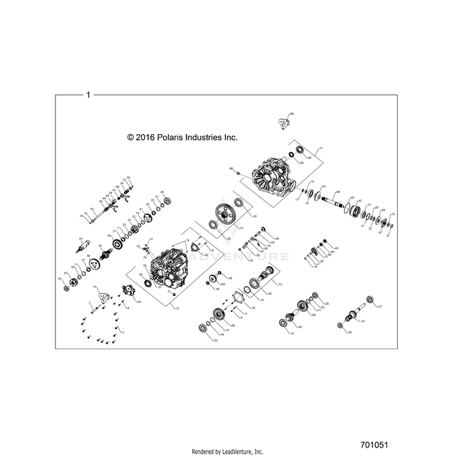An Image of a Genuine Polaris Parts Schematic Diagram showing the schematic - DRIVE TRAIN: MAIN GEARCASE INTERNALS 1333610 - 2017 POLARIS RZR XP 4 TURBO