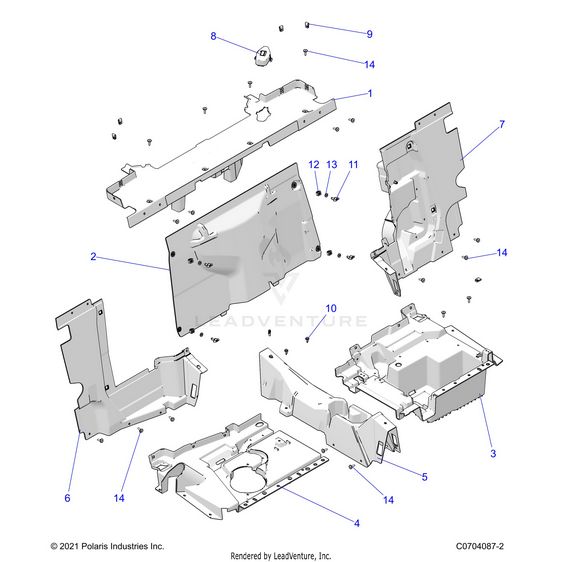An Image of a Genuine Polaris Parts Schematic Diagram showing the schematic - BODY: REAR CLOSEOFF - 2024 POLARIS RZR XP 4 1000 SPORT