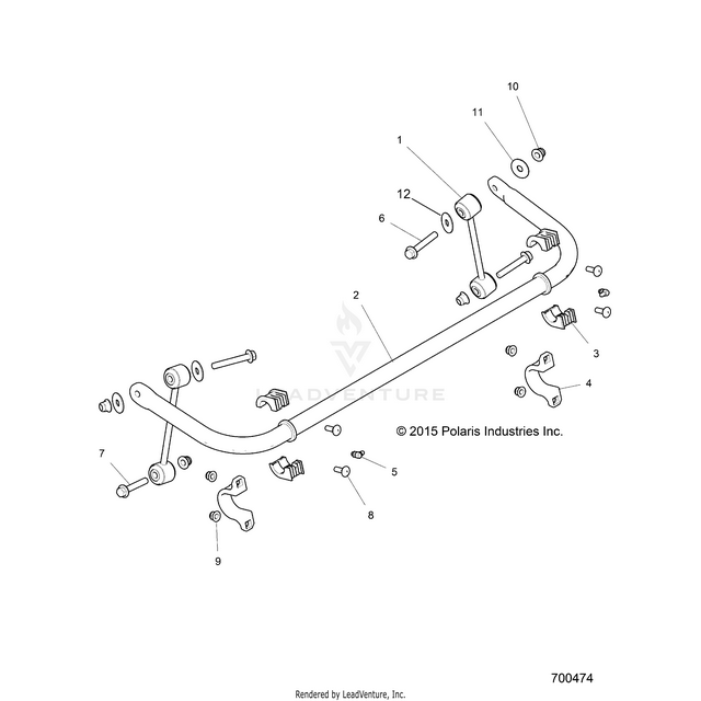 An Image of a Genuine Polaris Parts Schematic Diagram showing the schematic - SUSPENSION: STABILIZER BAR REAR - 2018 POLARIS RZR XP 4 TURBO