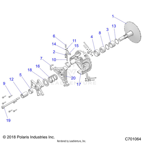 An Image of a Genuine Polaris Parts Schematic Diagram showing the schematic - DRIVE TRAIN: PRIMARY CLUTCH - 2020 POLARIS RZR TURBO S VELOCITY