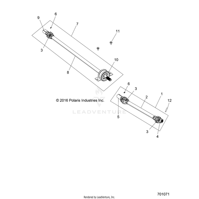 An Image of a Genuine Polaris Parts Schematic Diagram showing the schematic - DRIVE TRAIN: FRONT PROP SHAFT - 2018 POLARIS RZR S 900