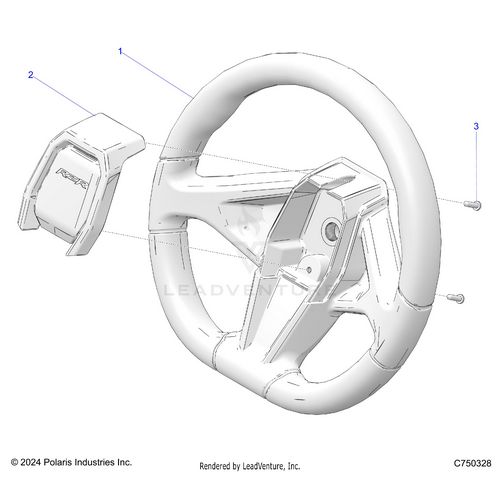 An Image of a Genuine Polaris Parts Schematic Diagram showing the schematic - STEERING: WHEEL - 2026 POLARIS RZR PRO S 4 SPORT