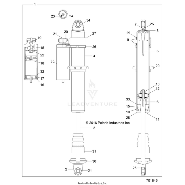 An Image of a Genuine Polaris Parts Schematic Diagram showing the schematic - SUSPENSION: REAR SHOCK INTERNALS - 2018 POLARIS RZR S 1000 EPS