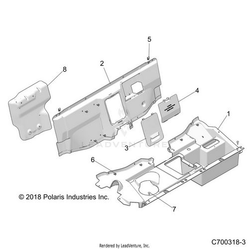 An Image of a Genuine Polaris Parts Schematic Diagram showing the schematic - BODY: REAR CLOSEOFF - 2021 POLARIS RZR S 4 1000