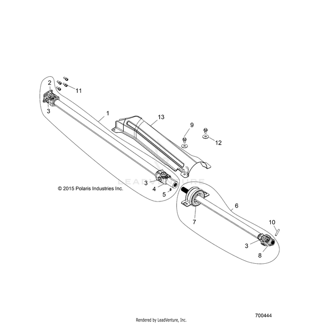 An Image of a Genuine Polaris Parts Schematic Diagram showing the schematic - DRIVE TRAIN: FRONT PROP SHAFT - 2016 POLARIS RZR XP 4 TURBO