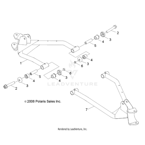 An Image of a Genuine Polaris Parts Schematic Diagram showing the schematic - SUSPENSION: CONTROL ARM FRONT - 2020 POLARIS RZR 170