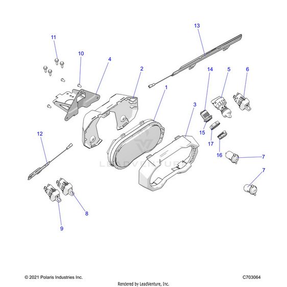 An Image of a Genuine Polaris Parts Schematic Diagram showing the schematic - ELECTRICAL: DASH INSTRUMENTS AND CONTROLS - 2022 POLARIS RZR PRO R 4 SPORT