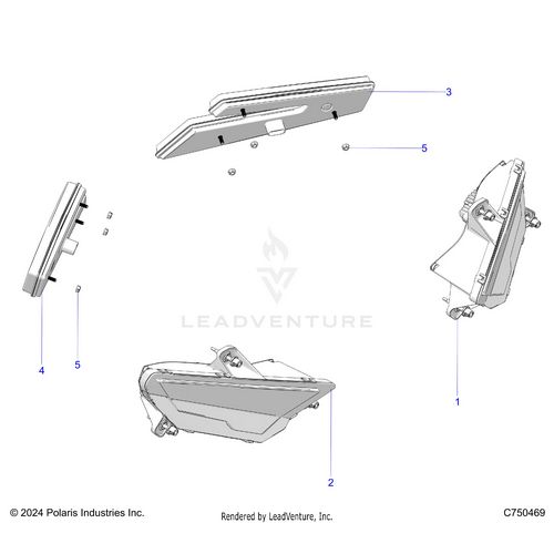 An Image of a Genuine Polaris Parts Schematic Diagram showing the schematic - ELECTRICAL: HEADLIGHTS AND TAILLIGHTS - 2025 POLARIS RZR PRO S 4 PREMIUM