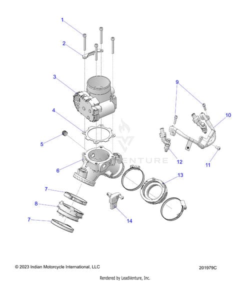 Exploded diagram of the Adapter Intake Front by Polaris showing numbered OEM parts—screws, valve assembly, gaskets, hoses, and rings—arranged separately to illustrate individual Polaris components and their assembly order.