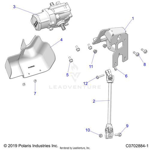 An Image of a Genuine Polaris Parts Schematic Diagram showing the schematic - STEERING: LOWER - 2021 POLARIS RZR PRO XP SPORT