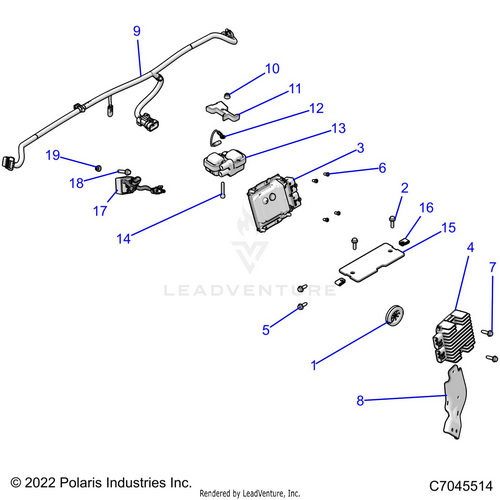 An Image of a Genuine Polaris Parts Schematic Diagram showing the schematic - ELECTRICAL: HARNESS COMPONENTS - 2022 POLARIS RZR TRAIL 900 PREMIUM