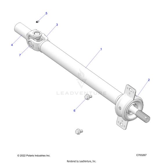 An Image of a Genuine Polaris Parts Schematic Diagram showing the schematic - DRIVE TRAIN: PROP SHAFT MID BEARING - 2025 POLARIS RZR PRO R 4 FACTORY ARMORED LE ULTIMATE