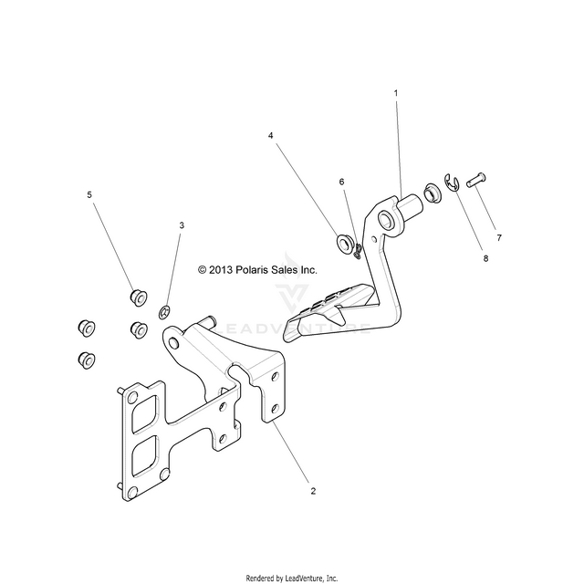 An Image of a Genuine Polaris Parts Schematic Diagram showing the schematic - BRAKES: PEDAL - 2020 POLARIS RZR XP 1000