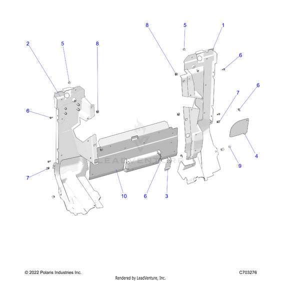 An Image of a Genuine Polaris Parts Schematic Diagram showing the schematic - BODY: REAR CLOSEOFF SIDE PANELS - 2023 POLARIS RZR PRO R 4 SPORT