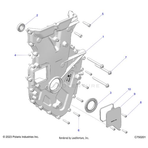 An Image of a Genuine Polaris Parts Schematic Diagram showing the schematic - ENGINE: FRONT COVER AND RELATED - 2025 POLARIS RZR PRO R 4 ULTIMATE