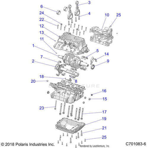 An Image of a Genuine Polaris Parts Schematic Diagram showing the schematic - ENGINE: CRANKCASE AND CRANKSHAFT - 2021 POLARIS RZR S 4 1000