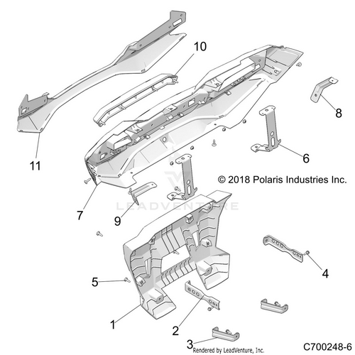 An Image of a Genuine Polaris Parts Schematic Diagram showing the schematic - BODY: REAR BUMPER - 2019 POLARIS RZR XP TURBO