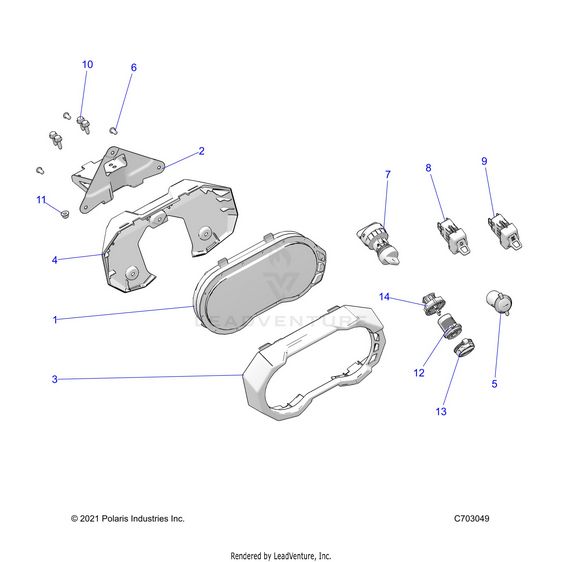 An Image of a Genuine Polaris Parts Schematic Diagram showing the schematic - ELECTRICAL: DASH INSTRUMENTS AND CONTROLS - 2022 POLARIS RZR PRO XP 4 SPORT EVAP
