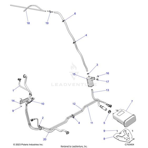 An Image of a Genuine Polaris Parts Schematic Diagram showing the schematic - FUEL: SYSTEM FUEL LINES EVAP - 2024 POLARIS RZR PRO R ULTIMATE