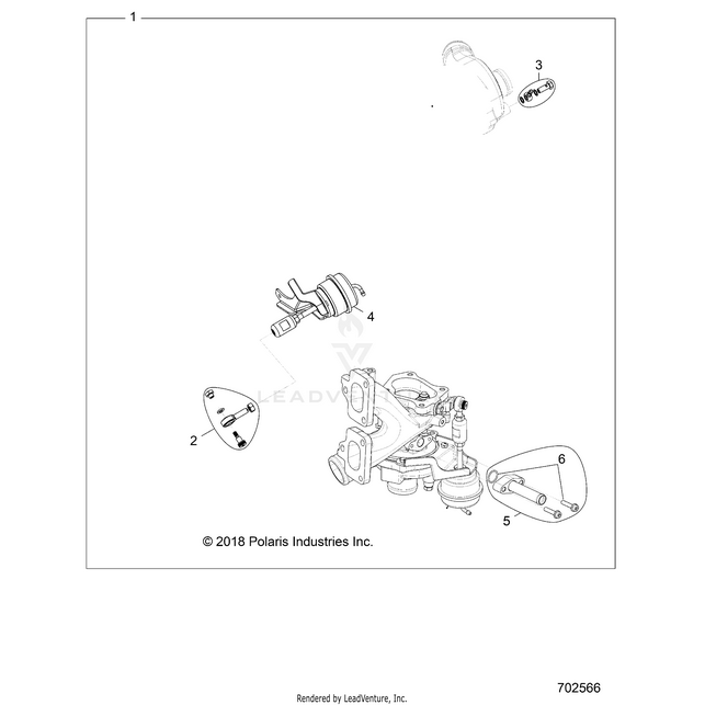 An Image of a Genuine Polaris Parts Schematic Diagram showing the schematic - ENGINE: TURBO CHARGER - 2020 POLARIS RZR PRO XP 4