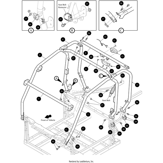 Black and white technical diagram showing the taillight closeout assembly and mounting points on a vehicle frame, with labeled parts—ideal for identifying OEM Arctic Cat Taillight Closeout parts or UTV/ATV components.