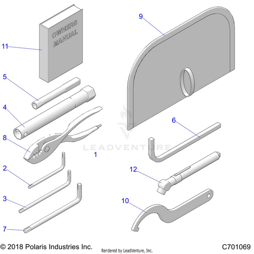 An Image of a Genuine Polaris Parts Schematic Diagram showing the schematic - REFERENCES: OWNERS MANUAL AND TOOL KIT - 2022 POLARIS RZR 900 TRAIL