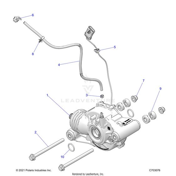 An Image of a Genuine Polaris Parts Schematic Diagram showing the schematic - DRIVE TRAIN: FRONT GEARCASE MOUNTING - 2025 POLARIS RZR XP 1000 ULTIMATE