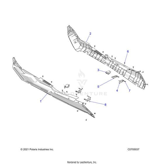 An Image of a Genuine Polaris Parts Schematic Diagram showing the schematic - BODY: ROCKERS - 2023 POLARIS RZR PRO R 4 RIDE COMMAND