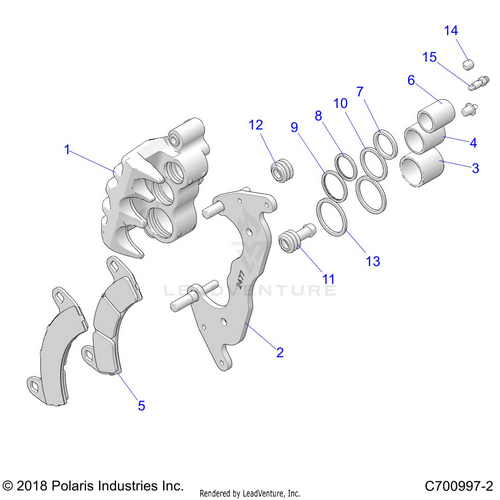 An Image of a Genuine Polaris Parts Schematic Diagram showing the schematic - BRAKES: FRONT CALIPER - 2020 POLARIS RZR TURBO S