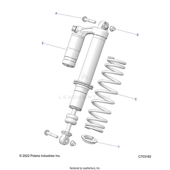 An Image of a Genuine Polaris Parts Schematic Diagram showing the schematic - SUSPENSION: FRONT SHOCK MOUNTING - 2024 POLARIS RZR TRAIL S 1000 ULTIMATE