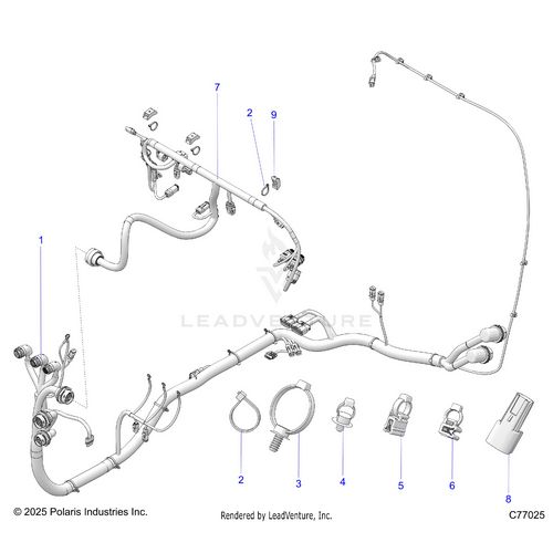 An Image of a Genuine Polaris Parts Schematic Diagram showing the schematic - ELECTRICAL: MAIN AND DASH HARNESS - 2026 POLARIS RZR PRO R RACE