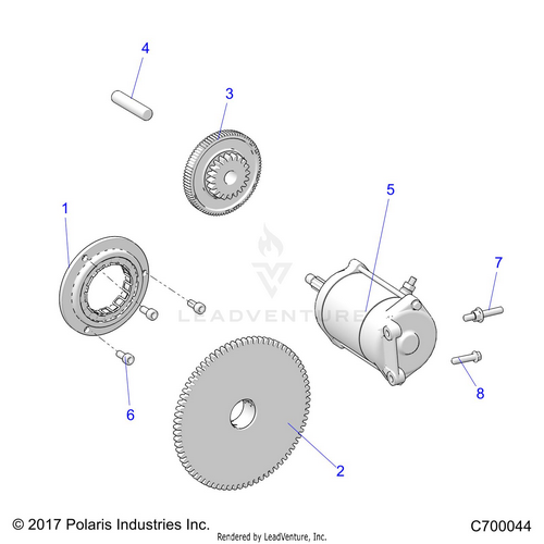 An Image of a Genuine Polaris Parts Schematic Diagram showing the schematic - ENGINE: STARTER and DRIVE - 2022 POLARIS RZR 900 TRAIL