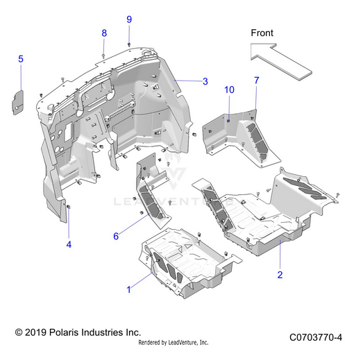 An Image of a Genuine Polaris Parts Schematic Diagram showing the schematic - BODY: FLOOR PANELS - 2022 POLARIS RZR PRO XP 4 ULTIMATE
