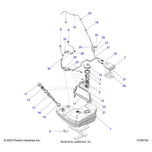 An Image of a Genuine Polaris Parts Schematic Diagram showing the schematic - FUEL: SYSTEM EVAP - 2025 POLARIS RZR PRO R 4 RACE REPLICA LE EVAP