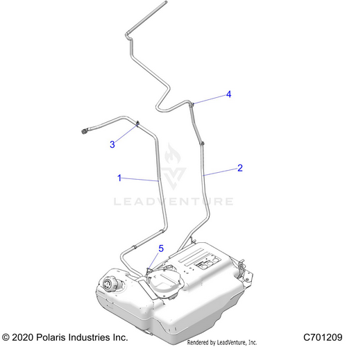 An Image of a Genuine Polaris Parts Schematic Diagram showing the schematic - FUEL: SYSTEM LINES STD. - 2022 POLARIS RZR XP 1000 HIGH LIFTER