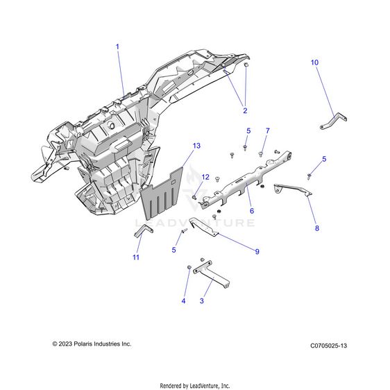 An Image of a Genuine Polaris Parts Schematic Diagram showing the schematic - BODY: REAR BUMPER - 2025 POLARIS RZR XP 4 1000 PREMIUM
